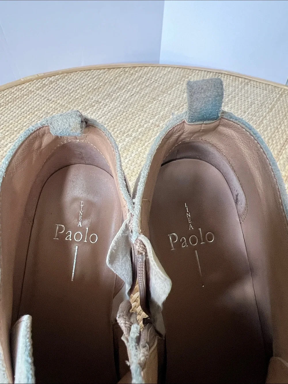 Linea Paolo Felicia Wedge Sneaker Bootie taupe-gray suede camo street neutral 7M